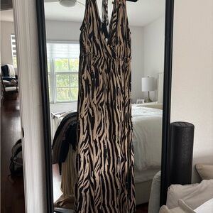Elan Stylish Zebra Print Maxi Dress